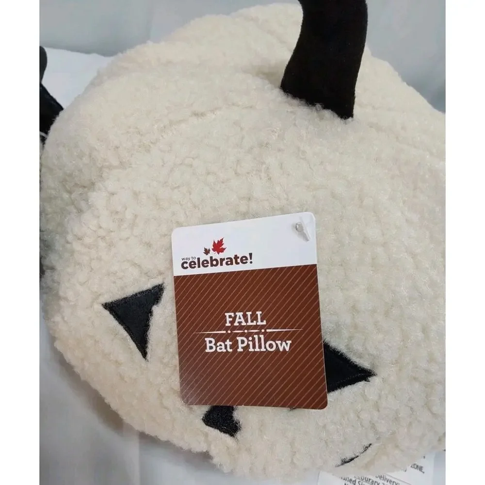 Way To Celebrate Set Of 3 Fall Jack-o-lantern, Bat, & Pumpkin Decorative Pillows